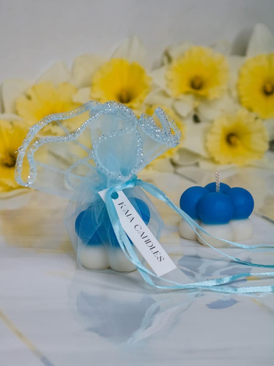 Marturii Botez lumanare Bubble - saculet & eticheta - imagine 3